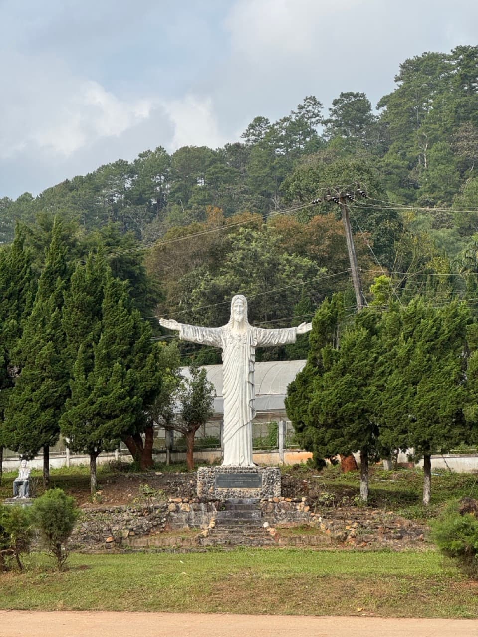 The Christ statue at the top of the Mae Sa Valley — for our purposes, just the landmark where the dirt starts.